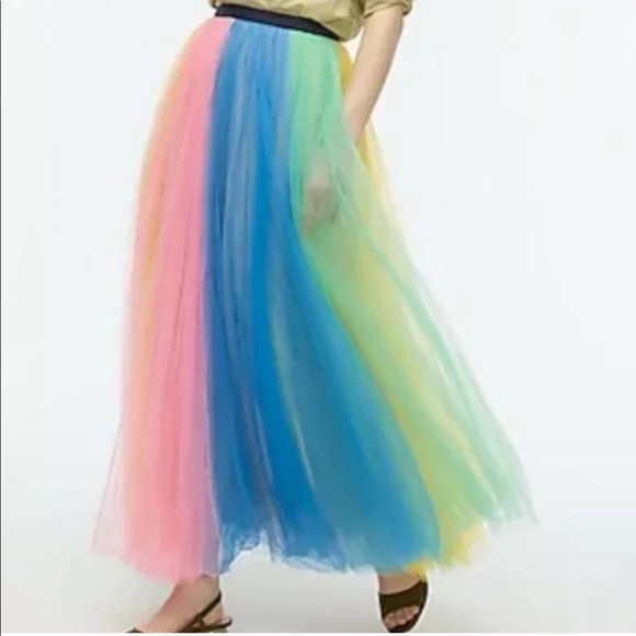 J. Crew Dresses & Skirts - 🛍❤️Rainbow tulle maxi skirt-Happiness Incarnate✨